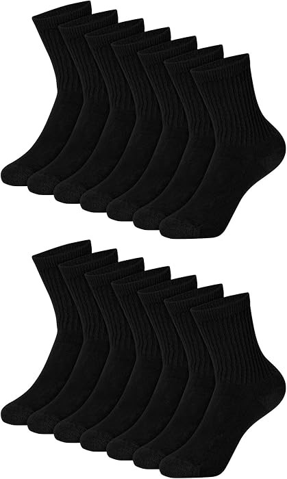 Hanes Boys' Socks Pack, Double Tough Moisture Wicking Ankle, Crew, No Show Socks, 12 & 14 Pair Pa... | Amazon (US)
