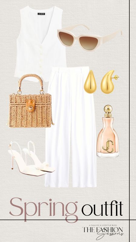 Spring Outfit | Linen pants | Neutral Spring Outfit Ideas | Women's Outfit | Fashion Over 40 | Forties I Sandals | Gold | All White Outfit | Amazon Fashion | Blouse | Workwear | Accessories | The Fashion Sessions | Tracy

#LTKworkwear #LTKstyletip #LTKover40