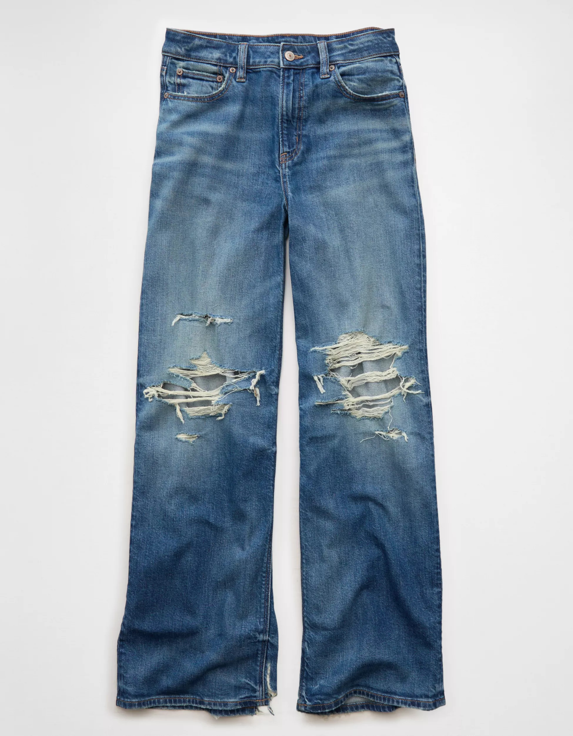 AE Dreamy Drape Stretch Super High-Waisted Baggy Wide-Leg Jean | American Eagle Outfitters (US & CA)