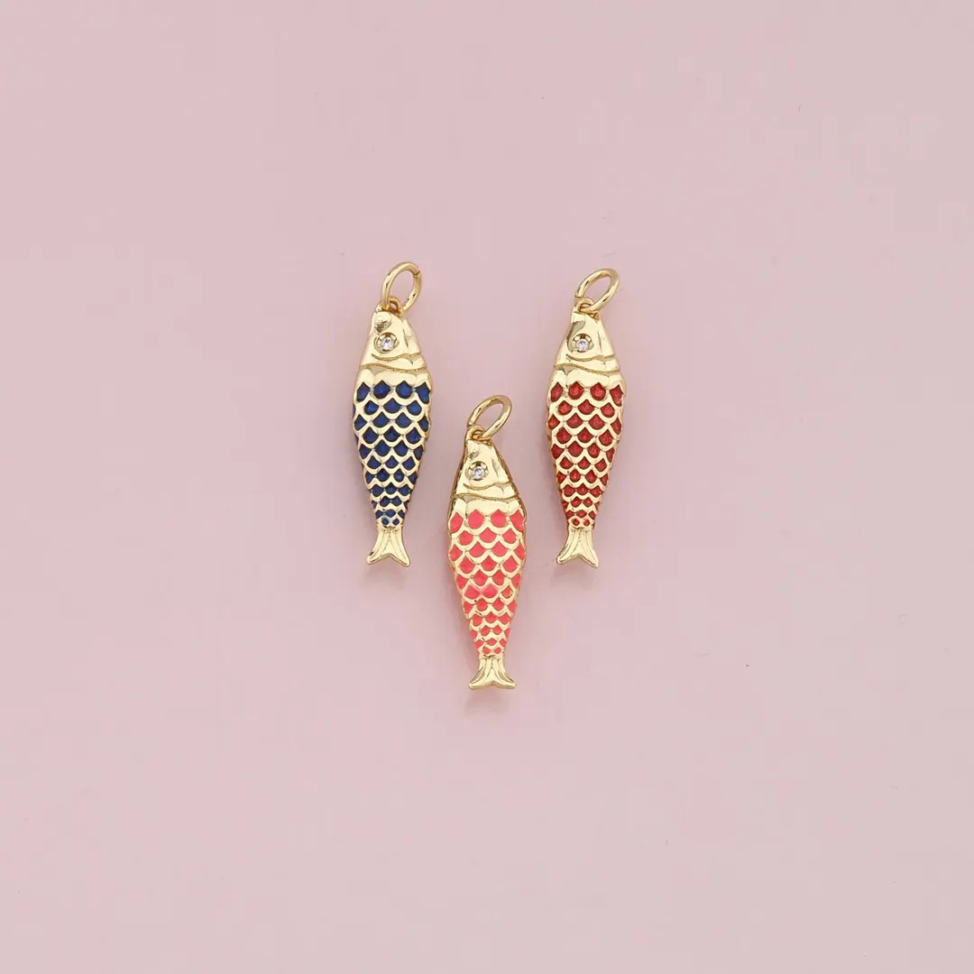 18K Gold Filled Fish Pendant,dainty Fish Charm Bracelet Necklace for DIY Jewelry Making Supply - ... | Etsy (US)