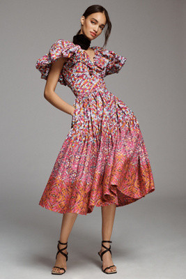 SIKA Lupita V-Neck Ruffle-Sleeve Dress | Anthropologie (US)