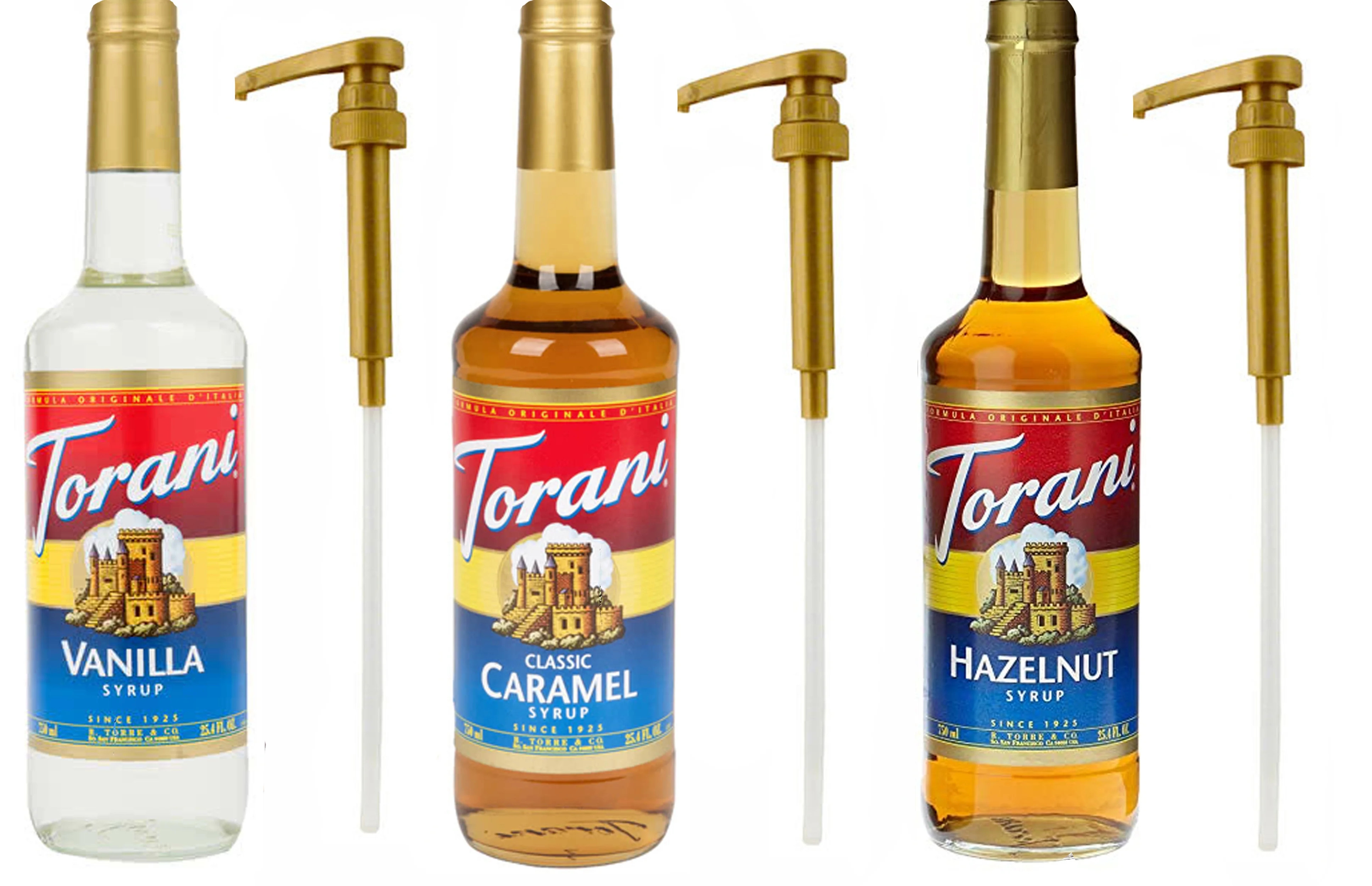 Torani Syrup, Vanilla, Caramel and Hazelnut, 25.4 oz (3 pack) Plus Three Syrup Pumps for Torani 2... | Walmart (US)