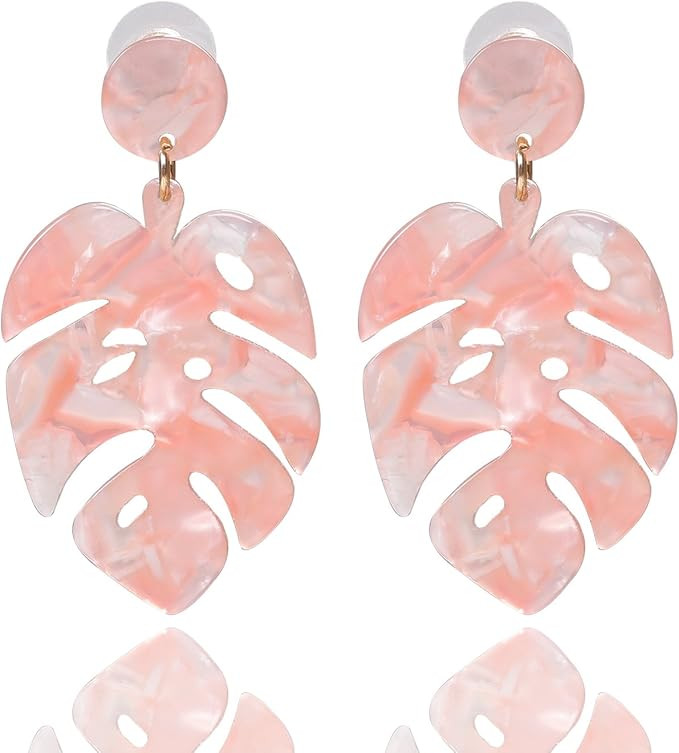 Acrylic Earrings For Women Girls Statement Palm Leaf Earrings Resin monstera Drop Dangle Earrings... | Amazon (US)