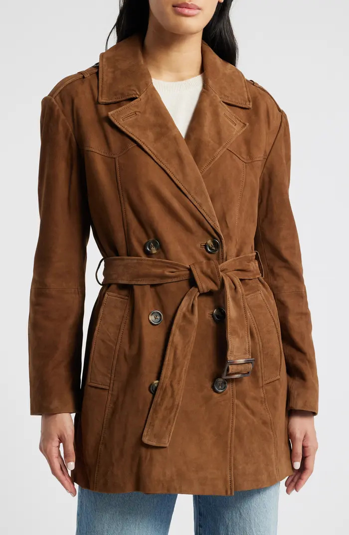 Bernardo Suede Belted Trench Coat | Nordstrom | Nordstrom