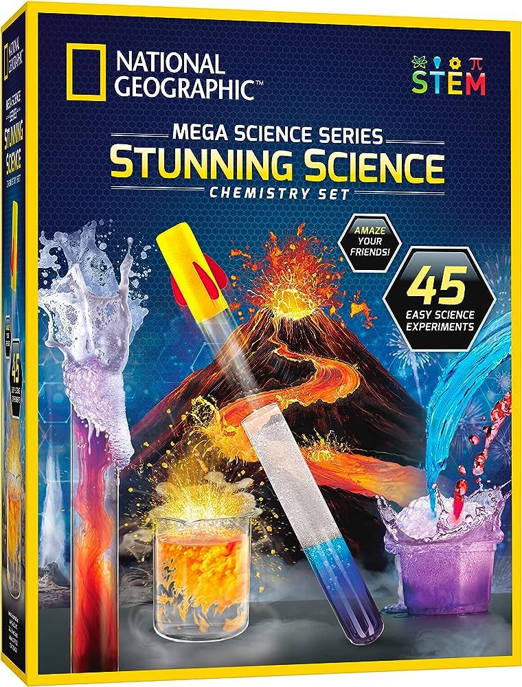 NATIONAL GEOGRAPHIC Stunning Chemistry Set - Mega Science Kit with 45 Easy Experiments- Make a Vo... | Amazon (US)