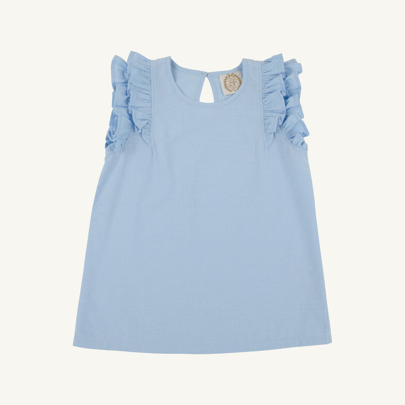 Ruehling Ruffle Top (Linen) - Beale Street Blue | The Beaufort Bonnet Company