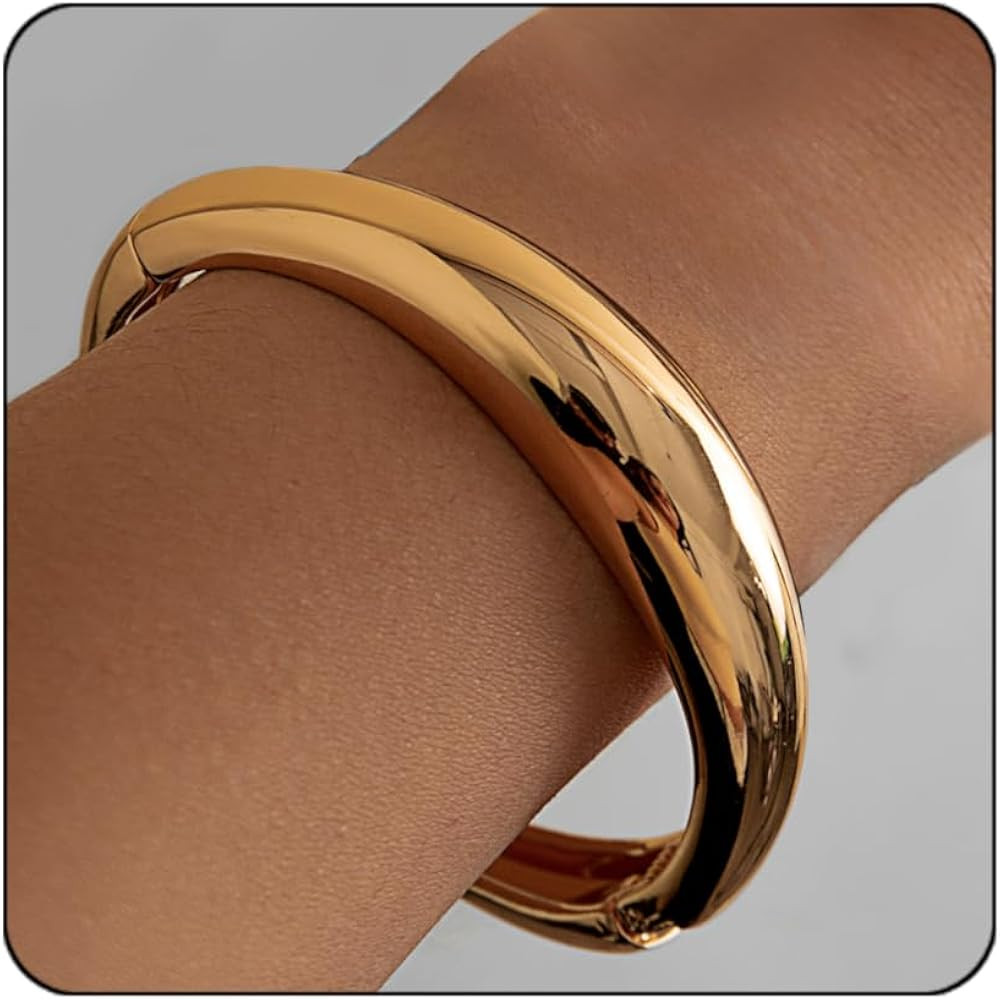 Elegance 11 designs Gold Cuff Bangle Bracelets For Women Trendy Hinged Cuff Open Wide Chunky Gold... | Amazon (US)