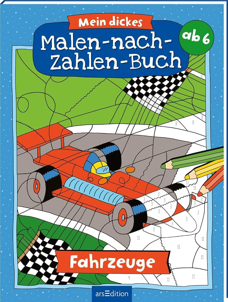 Mein dickes Malen-nach-Zahlen-Buch – Fahrzeuge: Malbuch ab 6 Jahren | Amazon (DE)
