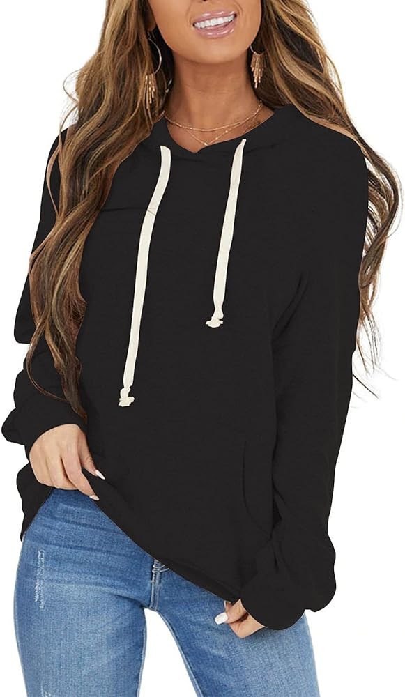 PRETTODAY Women's Casual Lightweight Hoodies Long Sleeve White Drawstring Sweatshirts Loose Pullo... | Amazon (US)
