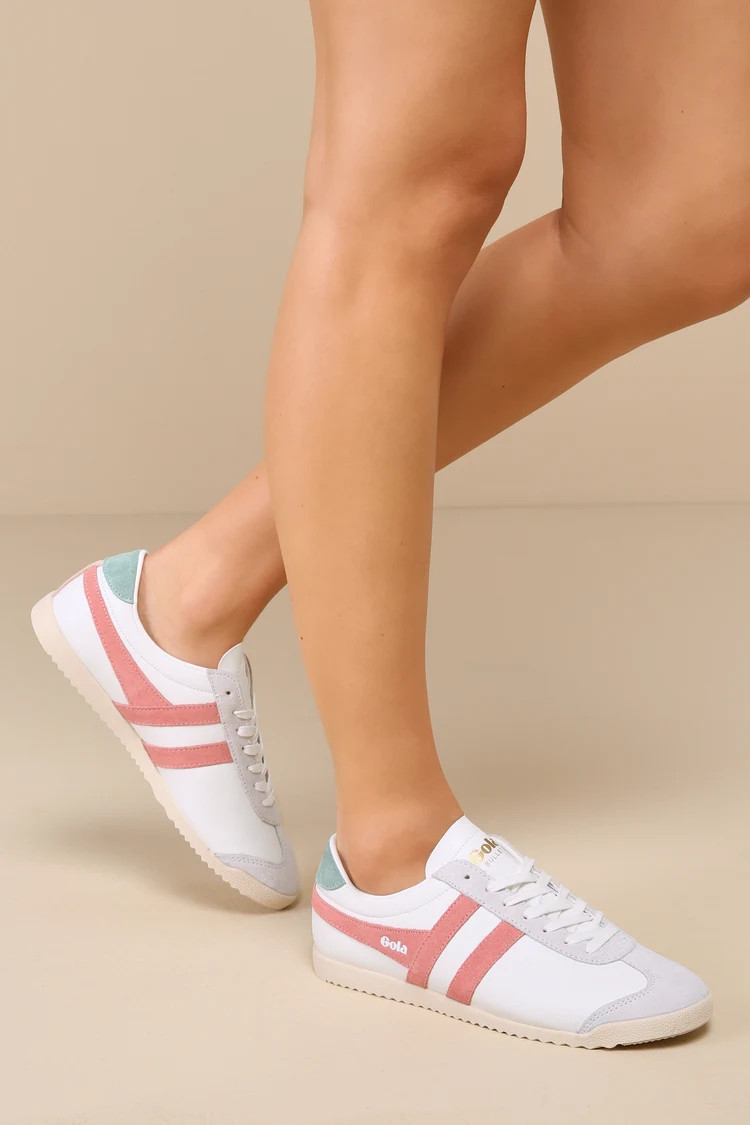 Bullet Pure White and Coral Pink Suede Leather Sneakers | Lulus
