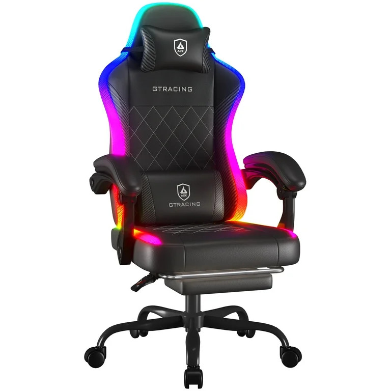 GTRACING Silla Gaming Ergonómica RGB con Masaje, Luces LED, Reposapiés, Soporte Lumbar y Respal... | Walmart (US)