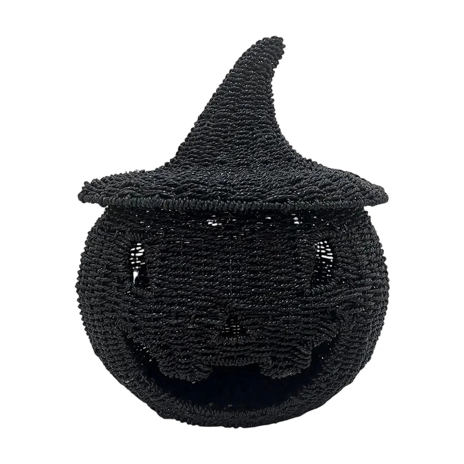 Happy Haunting Seagrass & Pumpkin, 10.6" Black Plastic Pumpkin Halloween Decorations - Indoor Out... | Walmart (US)