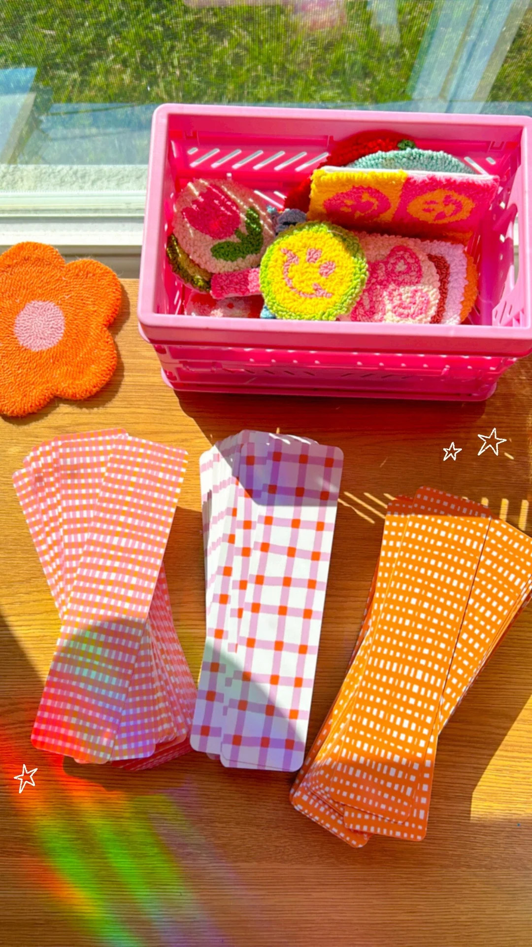Gingham Plaid Bookmarks: Pink & Orange Glossy Set of 3 - Etsy | Etsy (US)