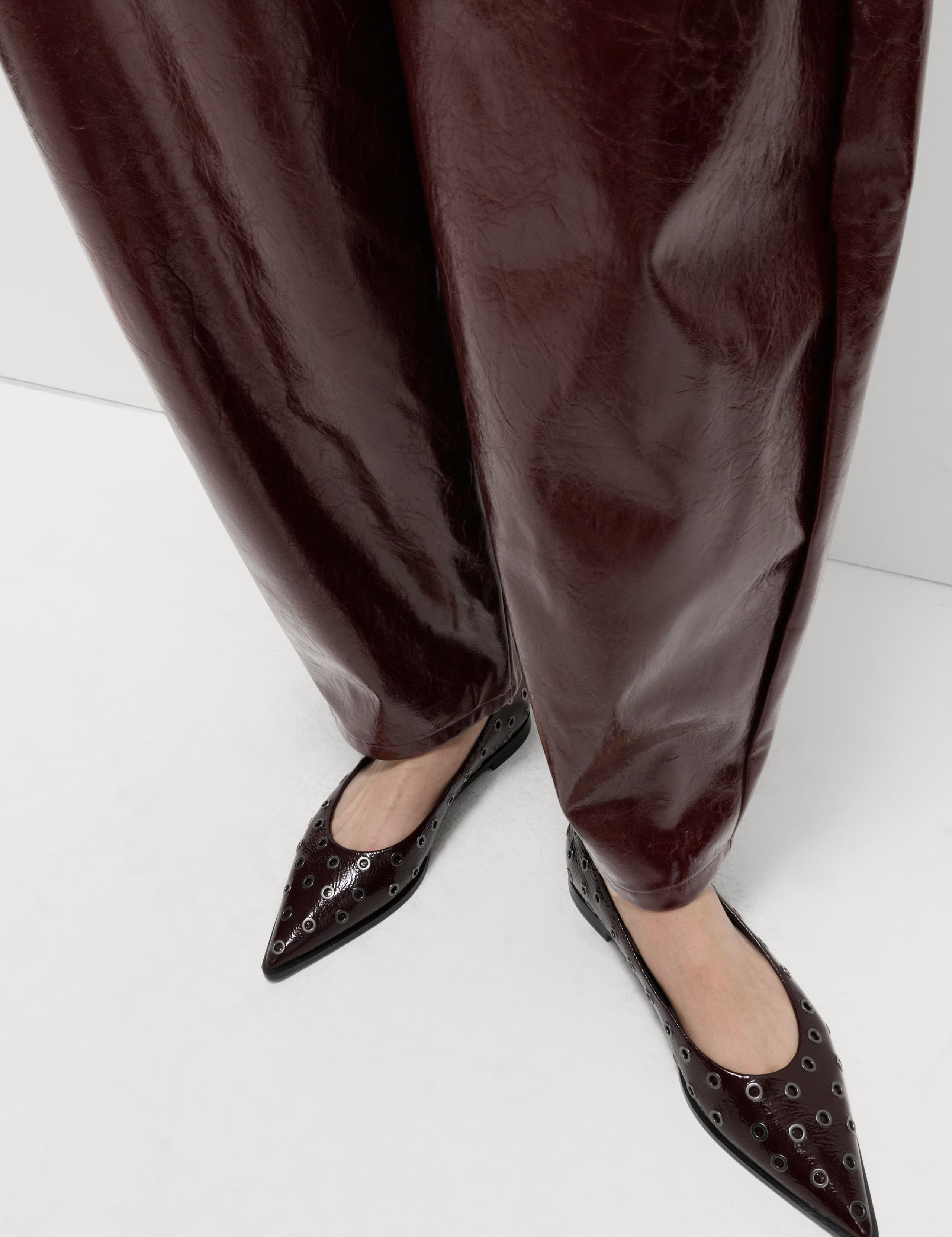 Leather Look Textured Barrel Leg Trousers | Marks & Spencer (UK)