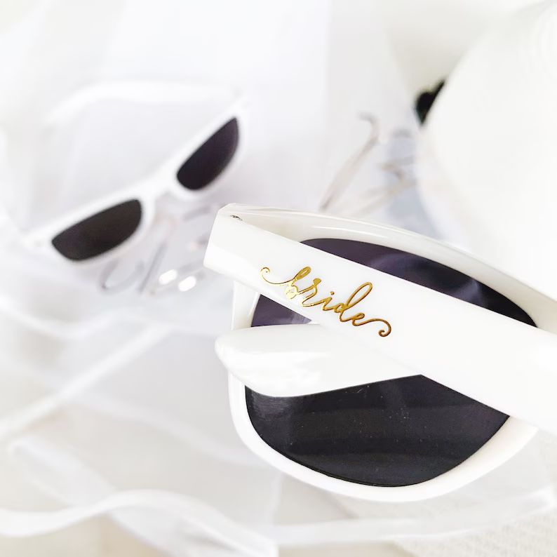 Bride Sunglasses - Bachelorette Sunglasses - White Bride Sunglasses - Bridal Shower Gift for Brid... | Etsy (US)