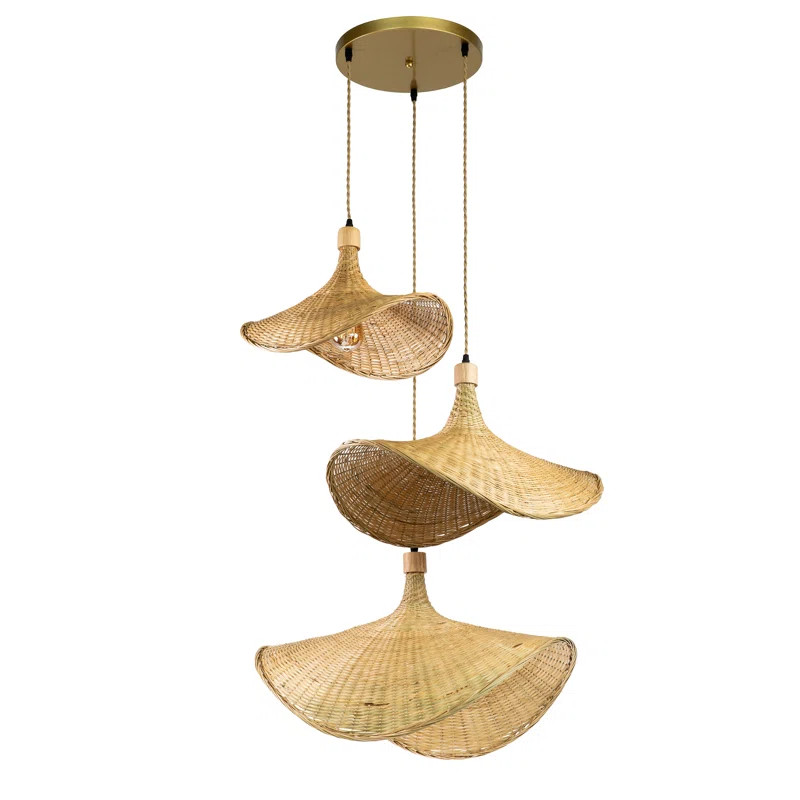 3- Lights Unique Wicker Rattan Pendant Light | Wayfair North America