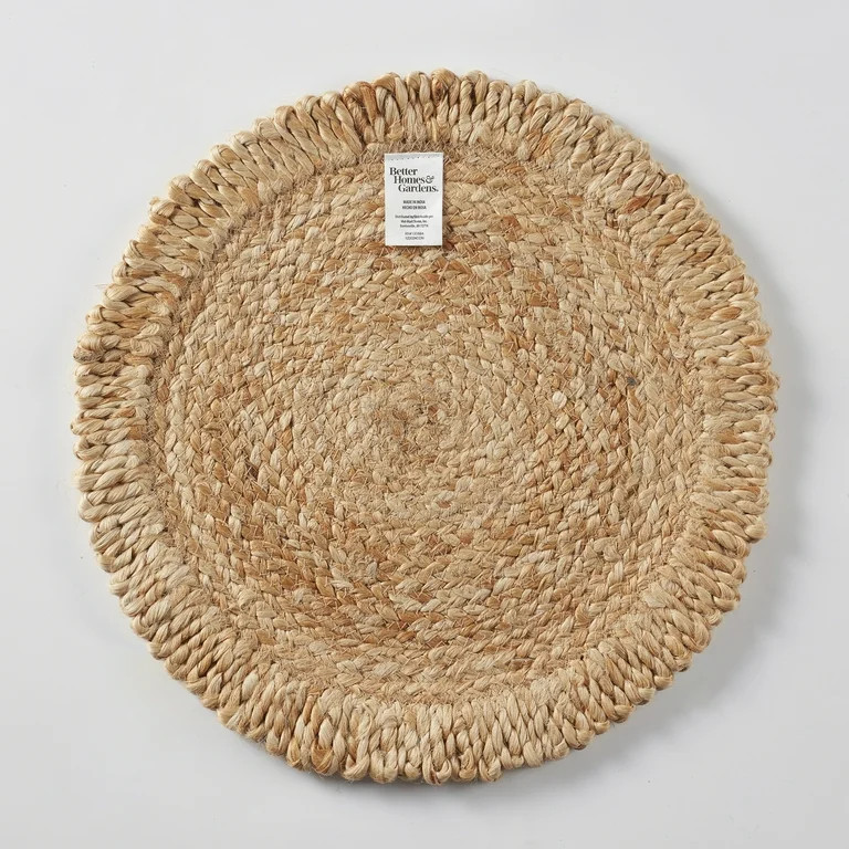 Better Homes and Gardens Jute Flower Design Placemat Woven for Dining Table Décor 15" Round | Walmart (US)