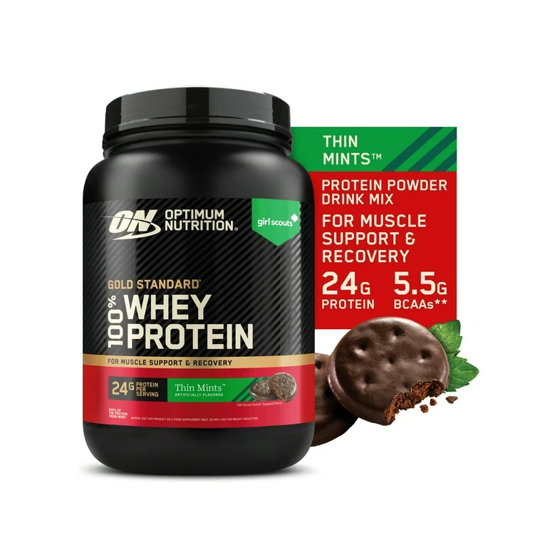 Optimum Nutrition, Gold Standard 100% Whey Protein Powder, Girl Scout Thin Mint Cookie 1.5lb Tub | Walmart (US)