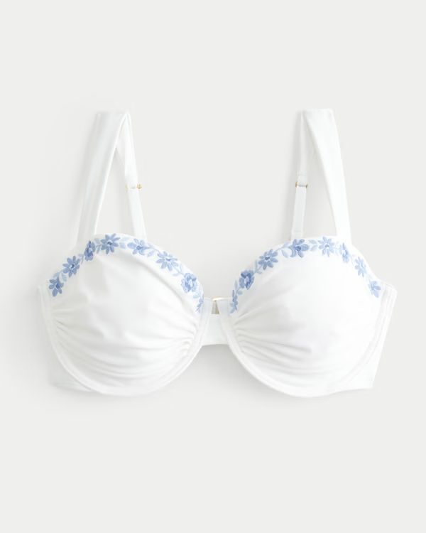 Curvy Embroidered Balconette Bikini Top | Hollister (US)