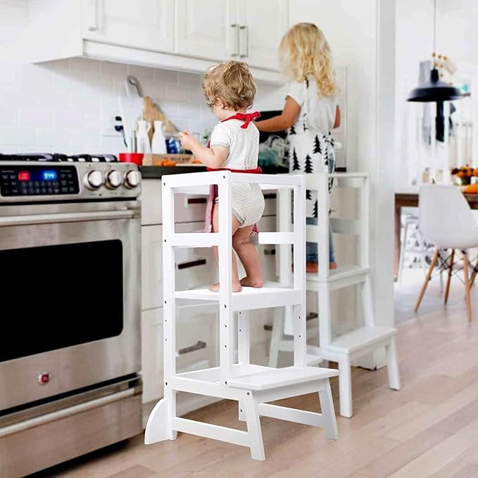 Step Stool for Kids, Adjustable Kitchen Helper Stool for Toddlers, Wooden Toddler Step Stool, Kid... | Amazon (US)