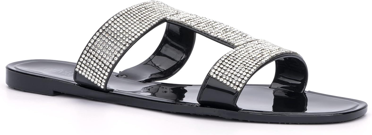 Olivia Miller Women’s Fashion Ladies Shoes, PVC Jelly w Embellished Glitter Studded Rhinestones... | Amazon (US)