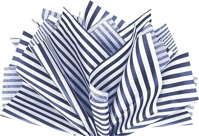 Flexicore Packaging Navy Blue Pin Stripe Print Gift Wrap Tissue Paper Size: 15 Inch X 20 Inch | C... | Amazon (US)