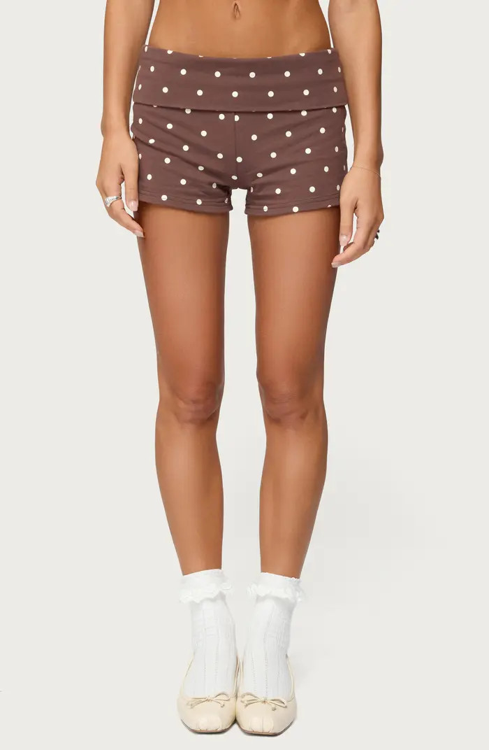 EDIKTED Chelsie Polka Dot Foldover Shorts | Nordstrom | Nordstrom