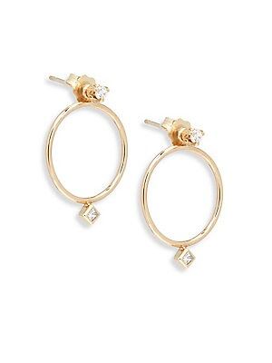 Zoe Chicco Diamond & 14K Yellow Gold Stud Earring & Circle Ear Jacket Set - Gold | Saks Fifth Avenue