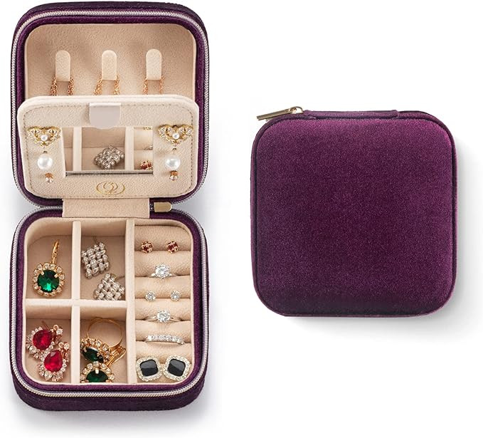 ZPROW Plush Velvet Travel Jewelry Case, Travel Jewelry Organizer, Jewelry Travel Case, Travel Jew... | Amazon (US)