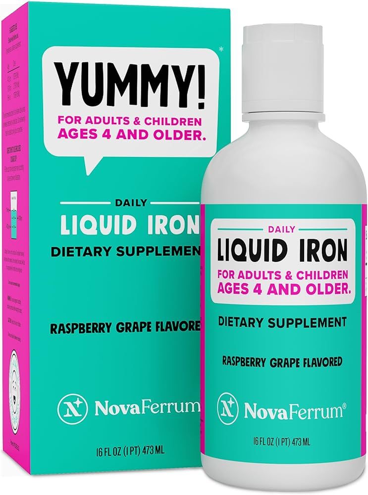 NovaFerrum Yummy 16 Fl Oz | Liquid Iron Supplement for Women, Men & Kids | 18mg of Iron/Tbsp | Ag... | Amazon (US)