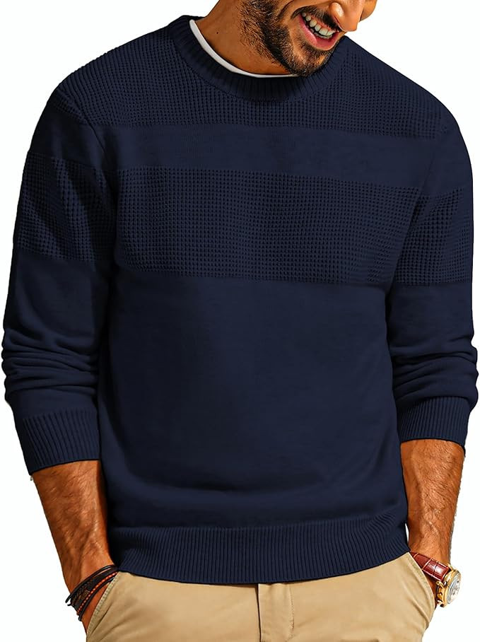 PJ PAUL JONES Mens Sweater Casual Crew Neck Pullover Textured Knit Sweaters | Amazon (US)