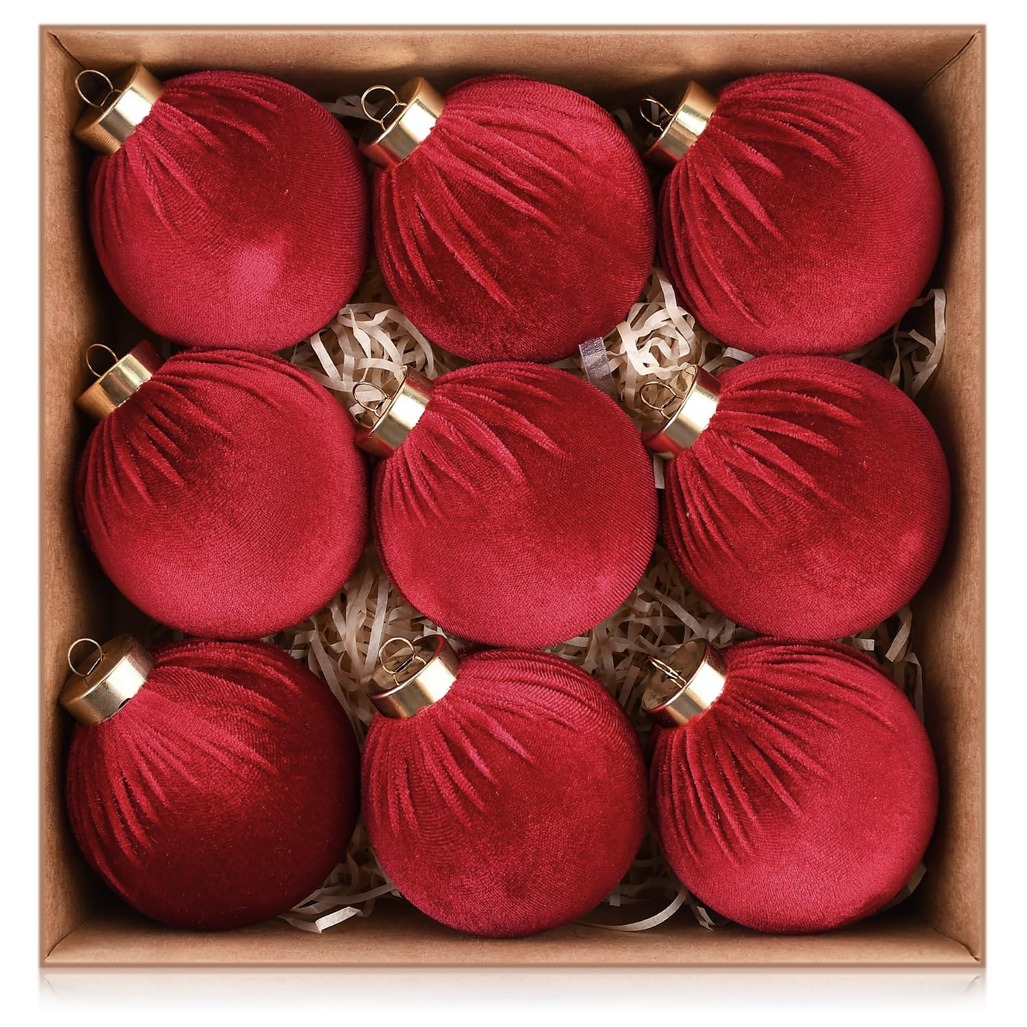 Velvet Ornaments for Christmas Tree Decorations - Burgundy Xmas Ball Ornament for Indoor Holiday ... | Amazon (US)