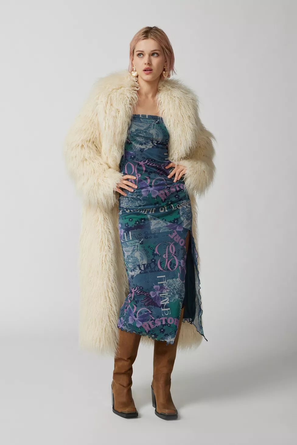 UO Samara Mesh Strapless Slit Midi Dress | Urban Outfitters (US and RoW)