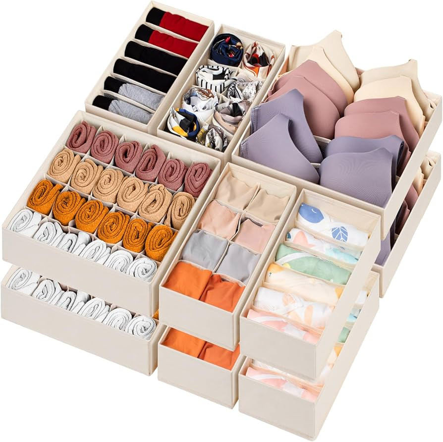 12 Pack Baby Clothes Organizer for Nursery, 116 Cells Fabric Foldable Dresser Closet Organizers a... | Amazon (US)