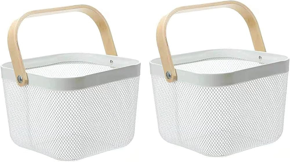 HOJKMA 2 Pack Mesh Steel Storage Organizer Basket, Multi-Functional Metal Wire Hanging Kitchen Ba... | Amazon (US)