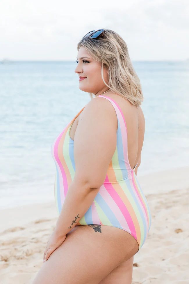 Rainbow Daydreams Striped One Piece Swimsuit | Pink Lily