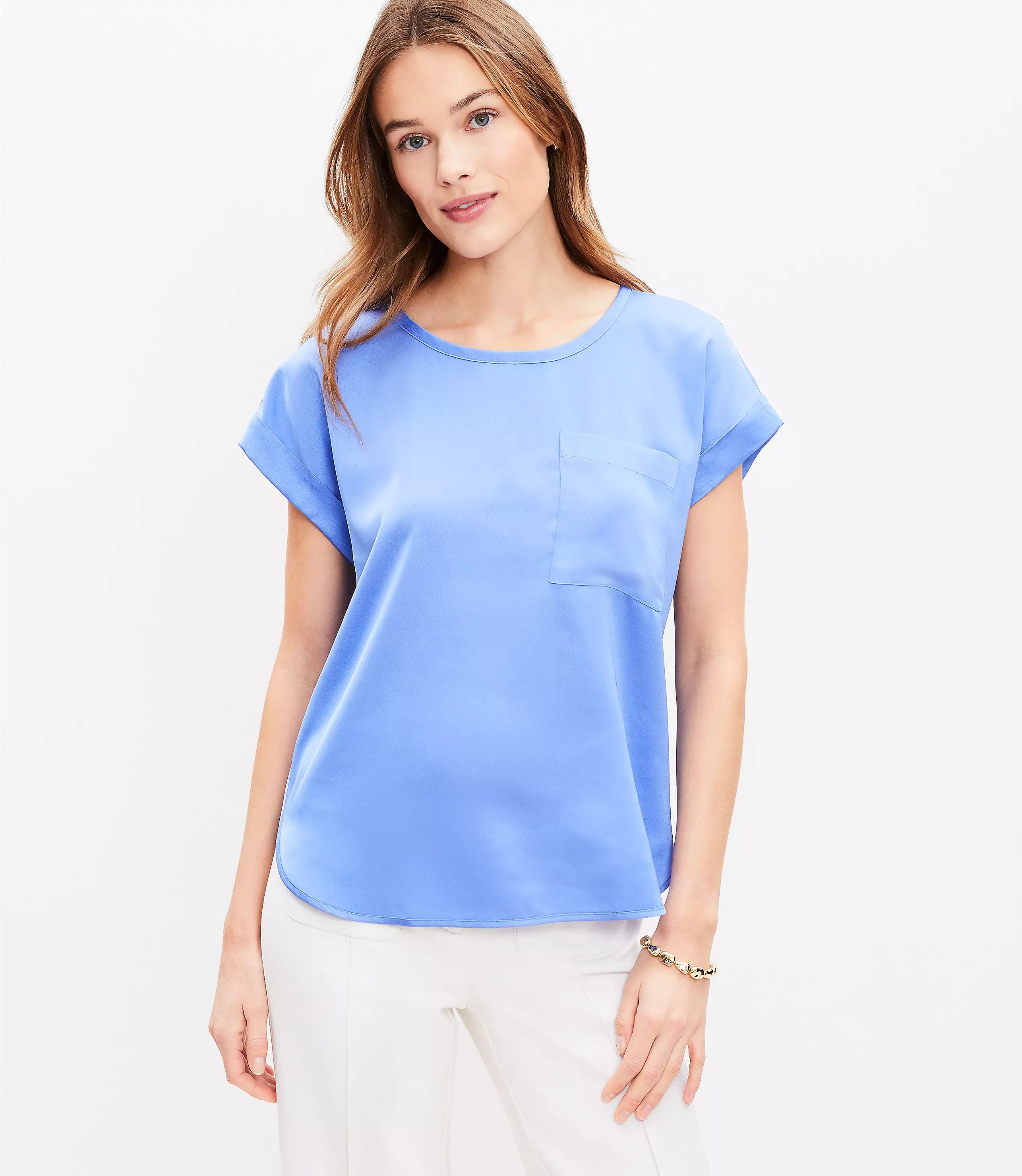 Petite Satin Pocket Tee | LOFT