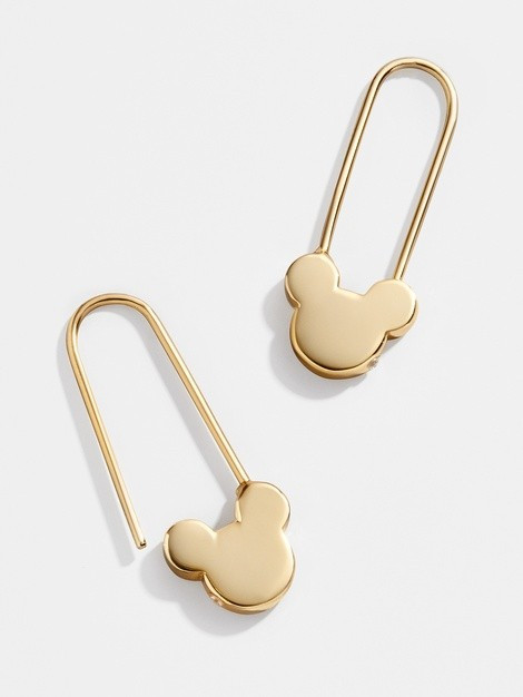 Mickey Mouse 18K Gold Safety Pin Earrings | BaubleBar (US)