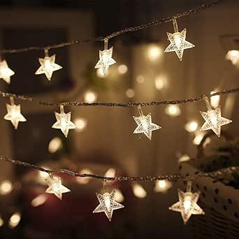 Twinkle Star 100 LED Star String Lights, Plug in Fairy String Lights Waterproof, Extendable for I... | Amazon (US)