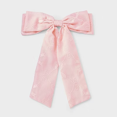 Girls' Embroidered Barrette Bow - Cat & Jack™ Pink | Target
