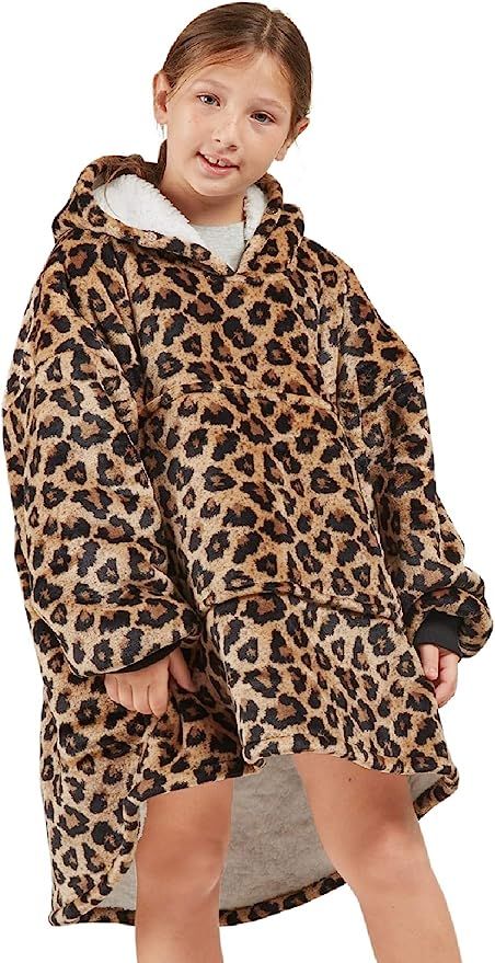 Degrees of Comfort Wearable Blanket Hoodie for Kids, Fuzzy Sherpa Hooded Blankets Sweatshirt with... | Amazon (US)