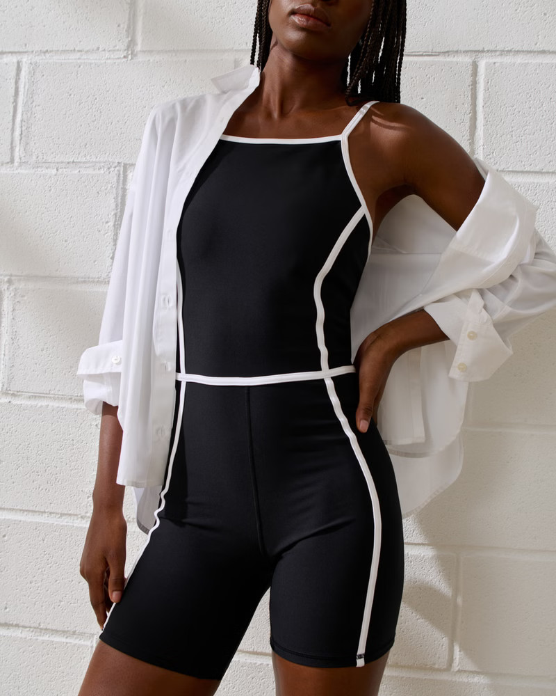 YPB sculptLUX High-Neck Onesie | Abercrombie & Fitch (US)