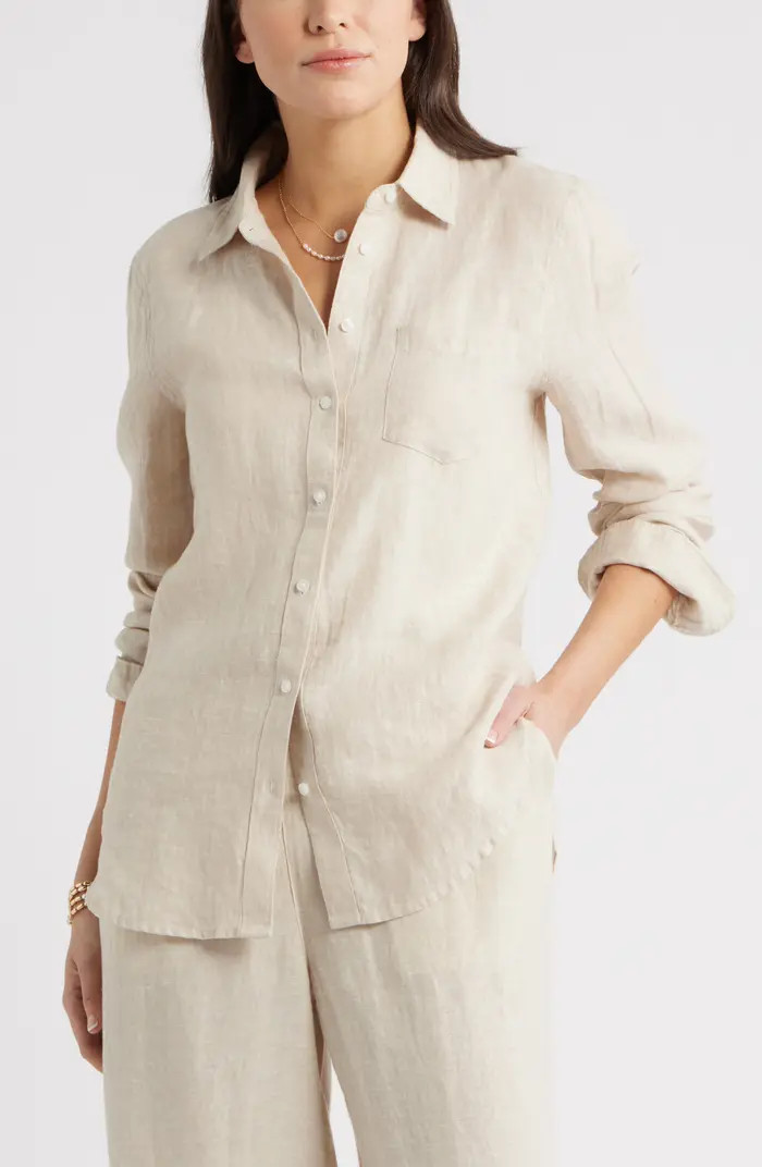 Casual Linen Button-Up Shirt | Nordstrom