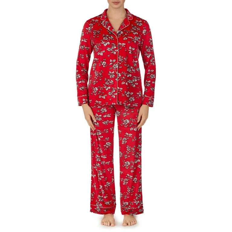 Secret Treasures Women's and Women's Plus Traditional Long Sleeve Notch Collar PJ | Walmart (US)