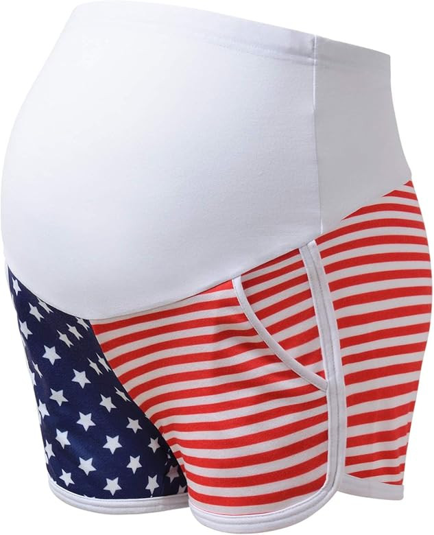 GINKANA Maternity Shorts Summer Pregnancy Casual Short Pants Stretchy Full Panel Short | Amazon (US)