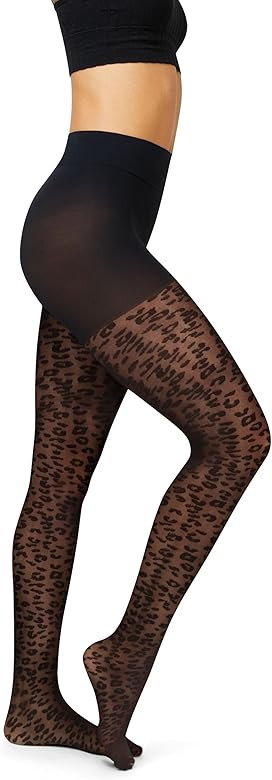 Hanes Women's EcoSmart Animal Print Control Top Sheer Tights Pantyhose | Amazon (US)