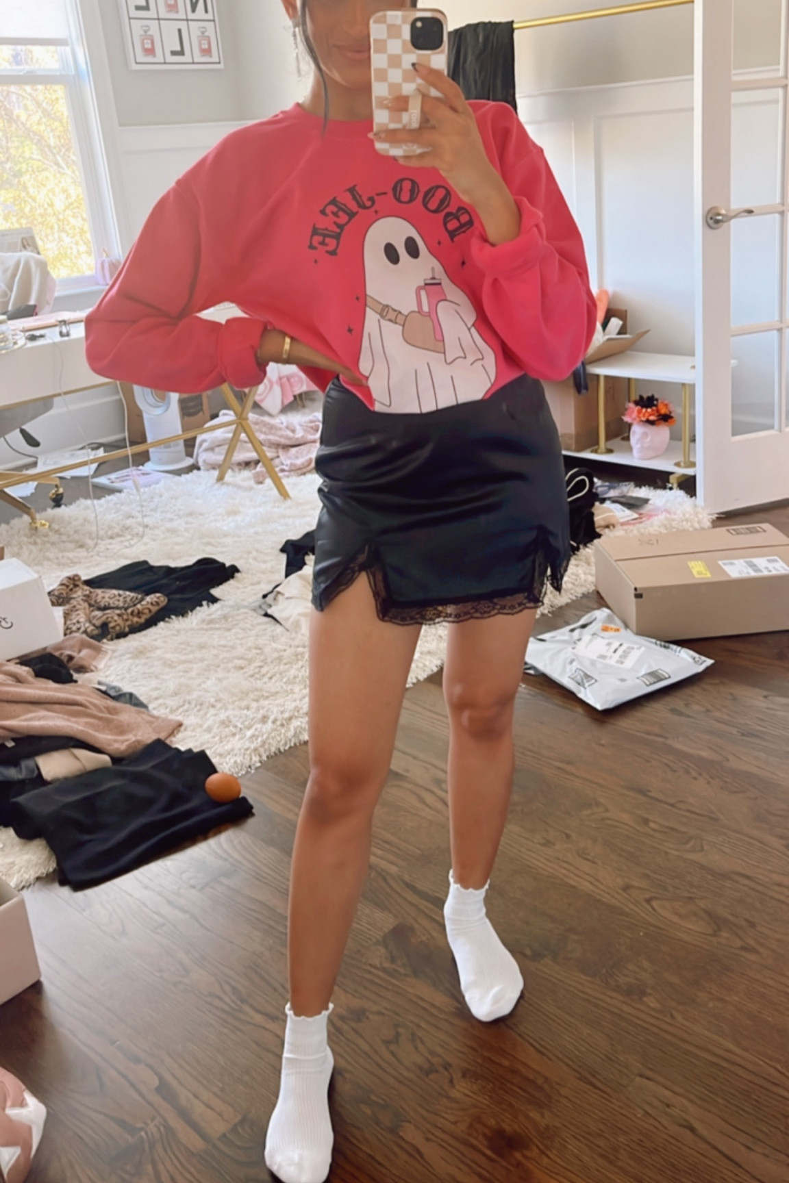 Boo jee brunch outfit! Halloween sweatshirt 
Sweatshirt on sale 40% off taken at checkout!

#LTKHalloween #LTKFindsUnder50 #LTKSaleAlert