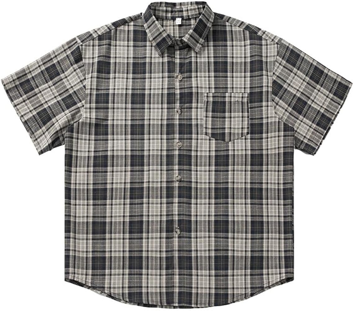 Mens Short Sleeve Shirts Vintage Casual Plaid Relaxed Fit Button Down Shirt for Men Summer Casual... | Amazon (US)