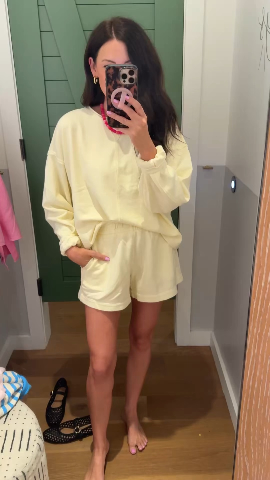 New aerie comfies that are so cute😍 some are on sale too!! I left with the yellow matching set💛 perfect spring + summer set! 
Yellow set-smalls in both
Pink set-xs in both
Striped blue pullover-xs, runs huge! Size down—the small was wayyy too big
Blue ruffle shorts-medium
Coral shorts-small
.
.


#LTKmomlife #LTKActive #LTKSaleAlert