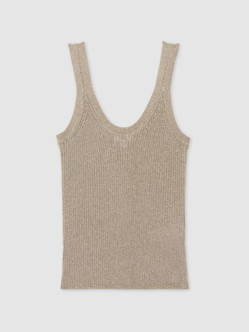Reiss Gold Imogen Metallic Top | Reiss DE